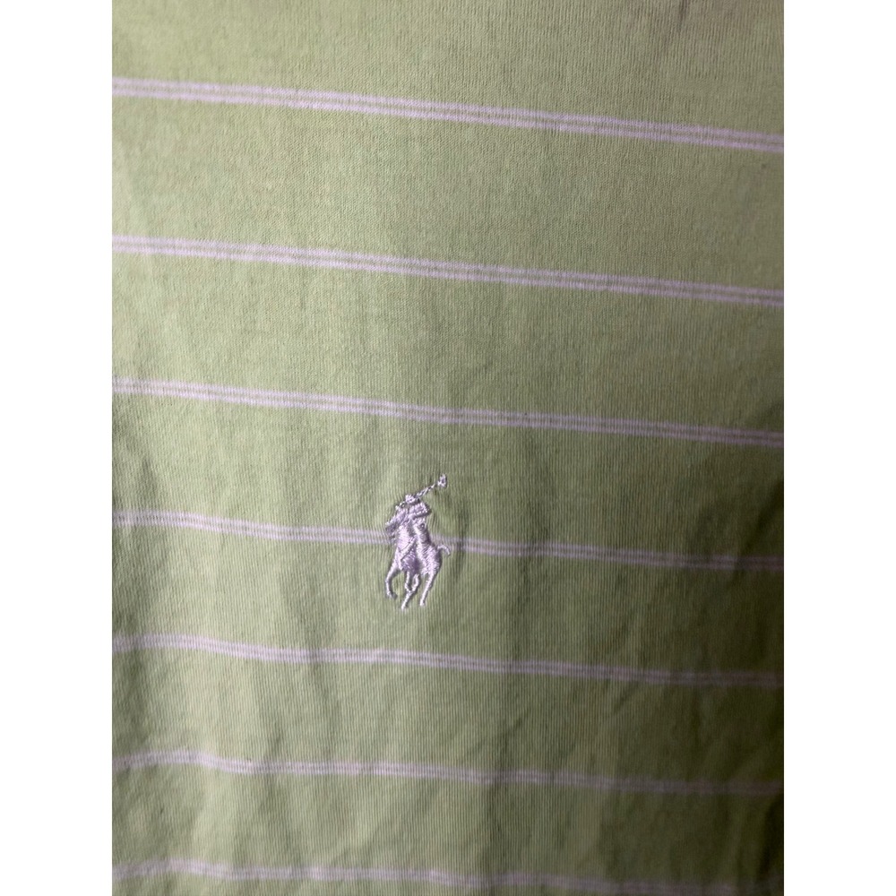 Polo Golf Ralph Lauren Mens Medium Pima Cotton Striped Polo Shirt Green PGA Logo - Picture 4 of 6